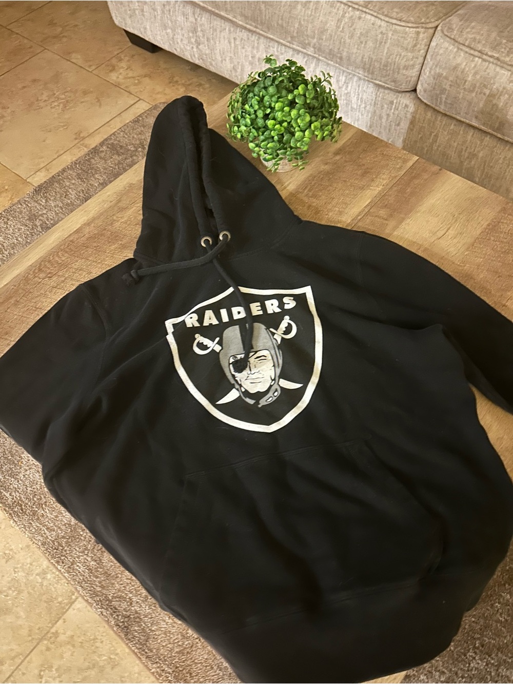 47 Brand Raiders Black Crewneck Sweatshirt with White Logo